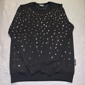 MACEOO Crew Neck Sweatshirt Embroidered Embellished Skull Snake Metal